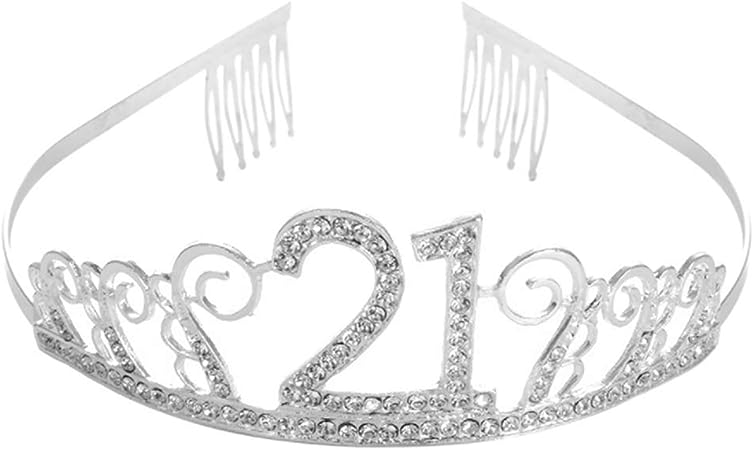 21st Birthday Sash and Tiara Set Purple Satin Sash with Rhinestone Tiara 67 Inch