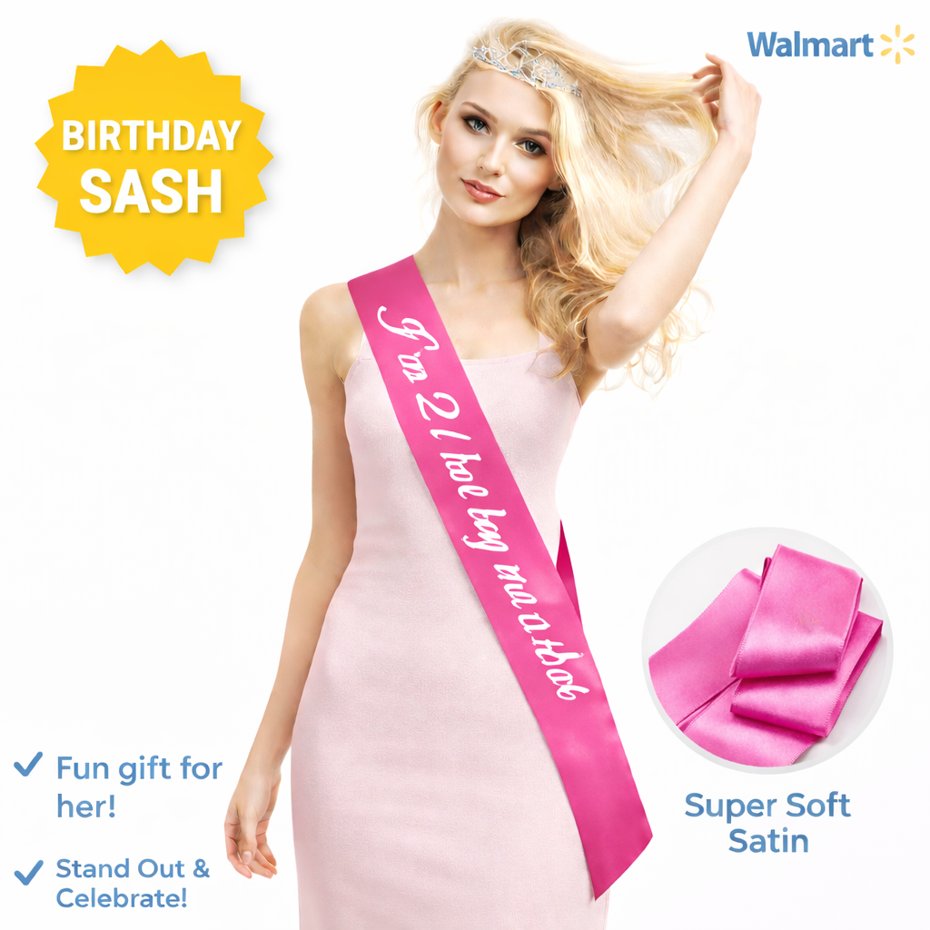 21st Birthday Sash and Tiara Set Purple Satin Sash with Rhinestone Tiara 67 Inch